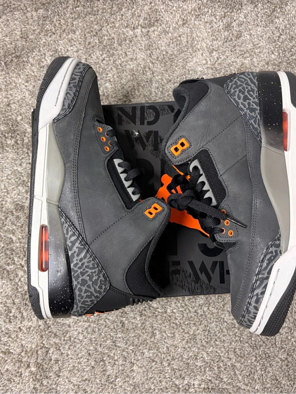 Nike Air Jordan 3 Retro - Grey with Orange Accents